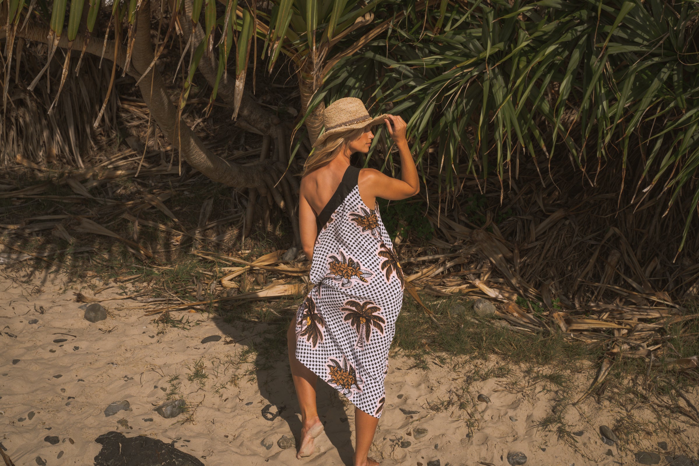 Paradise Palm One Shoulder Maxi Dress