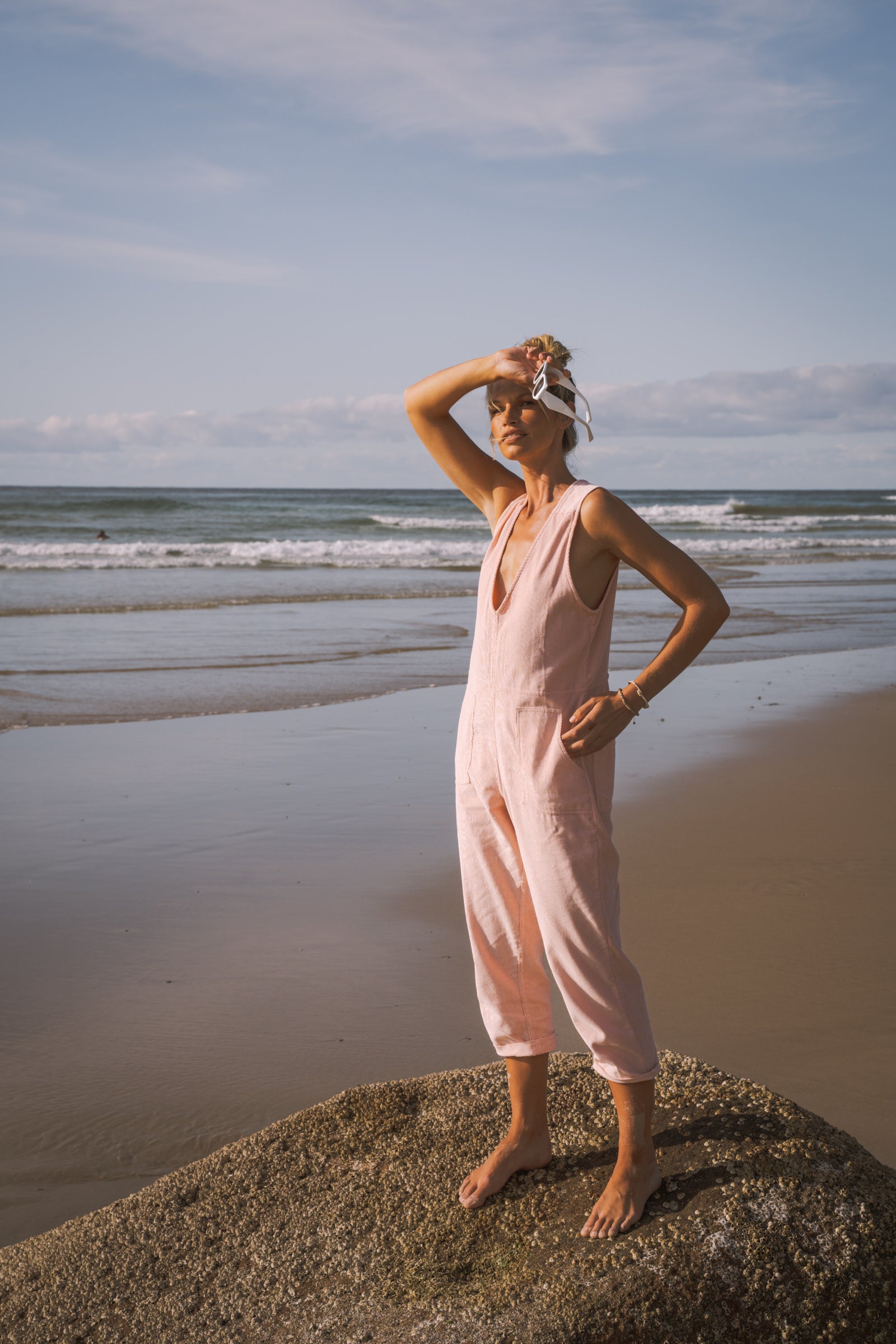 Solana Cord Romper - Rose
