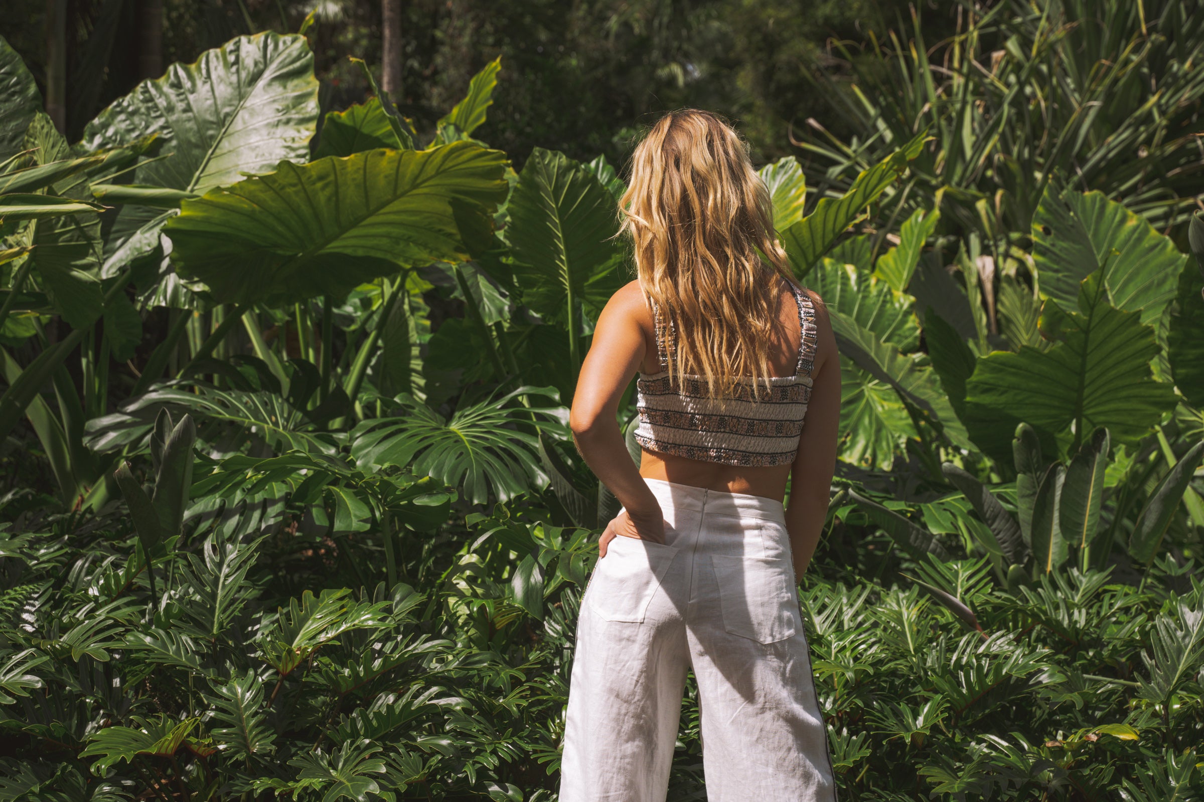Blazing Border Wide Leg Pant- White