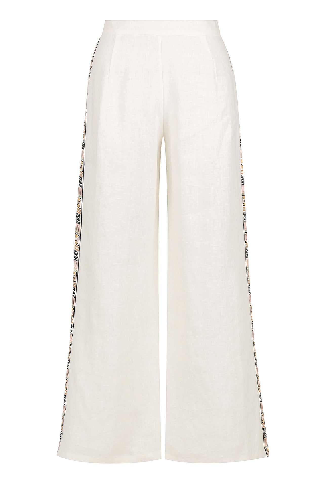 Blazing Border Wide Leg Pant- White