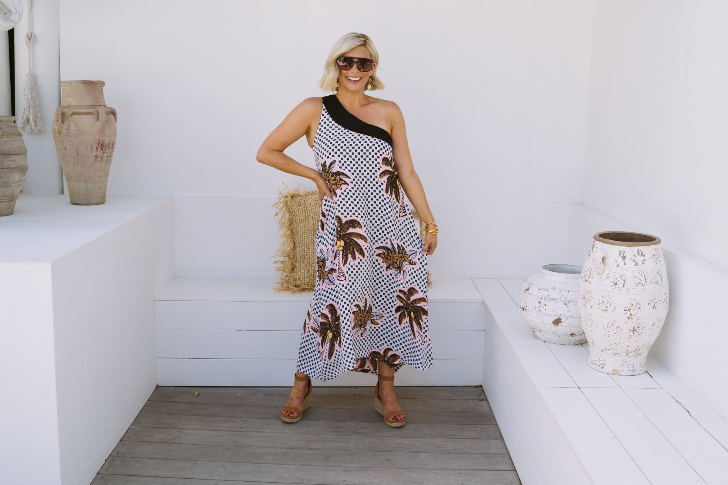 Paradise Palm One Shoulder Maxi Dress