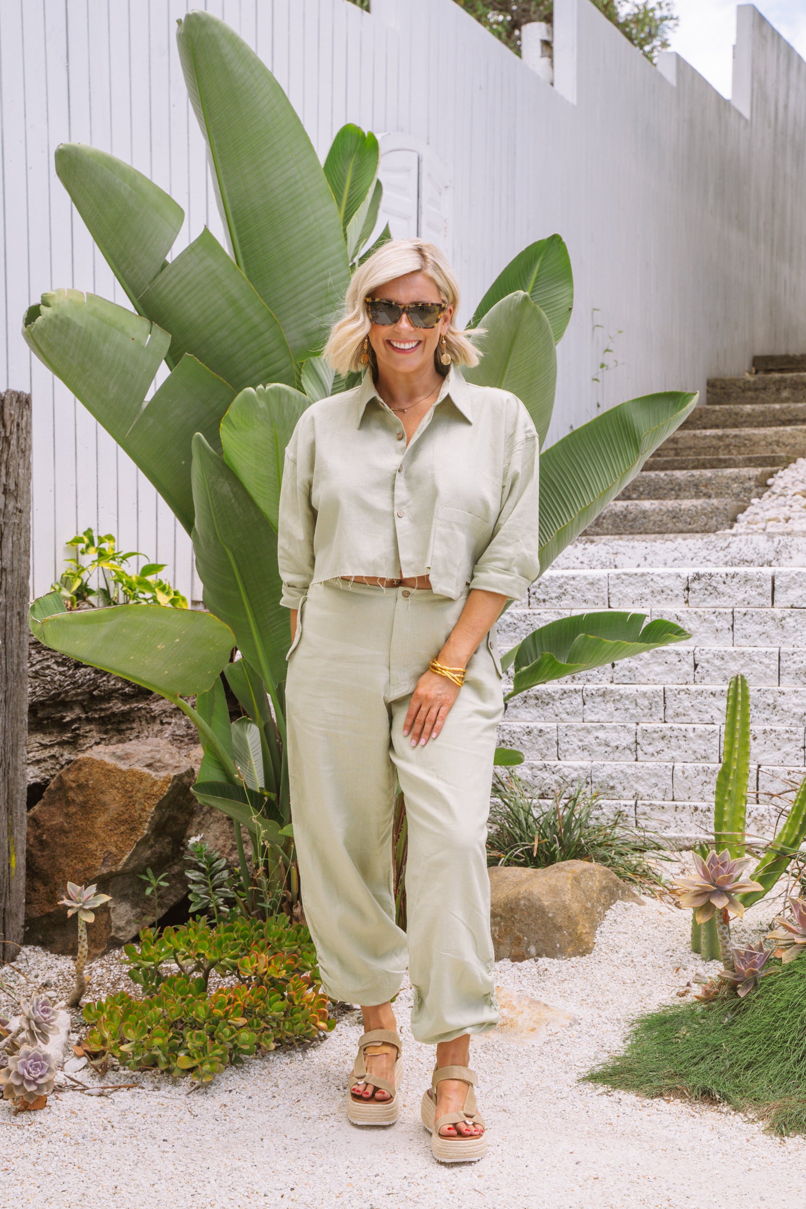 Solana Parachute Top - Sage Green