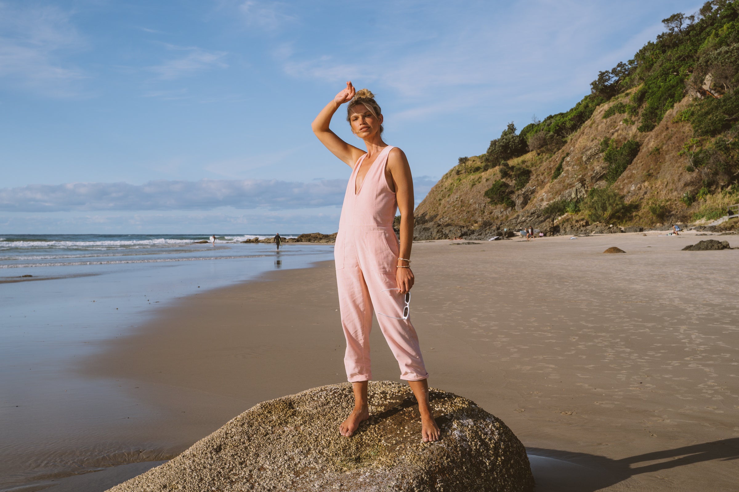 Solana Cord Romper - Rose