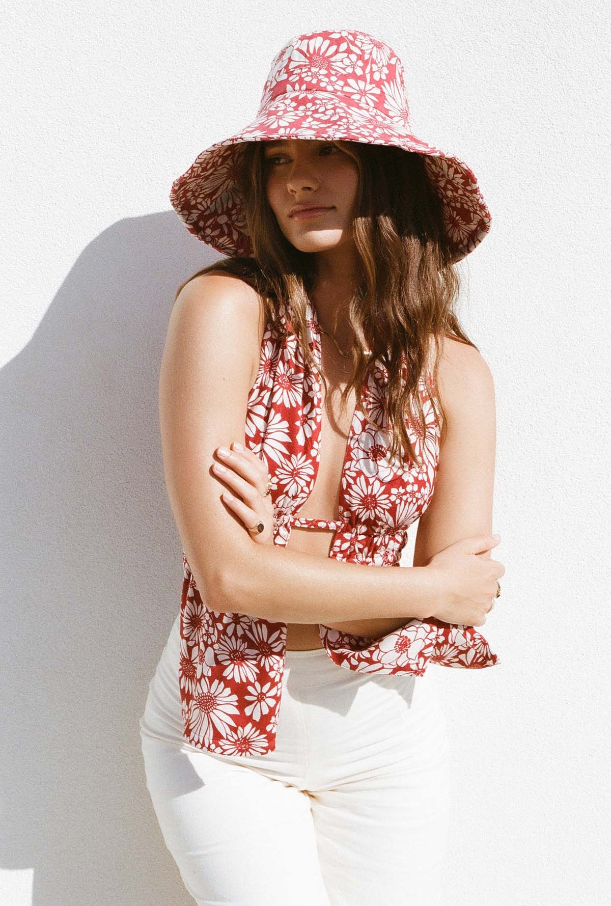 Delilah Linen Sun Hat Cherry Pastel Byron Bay - Main Image
