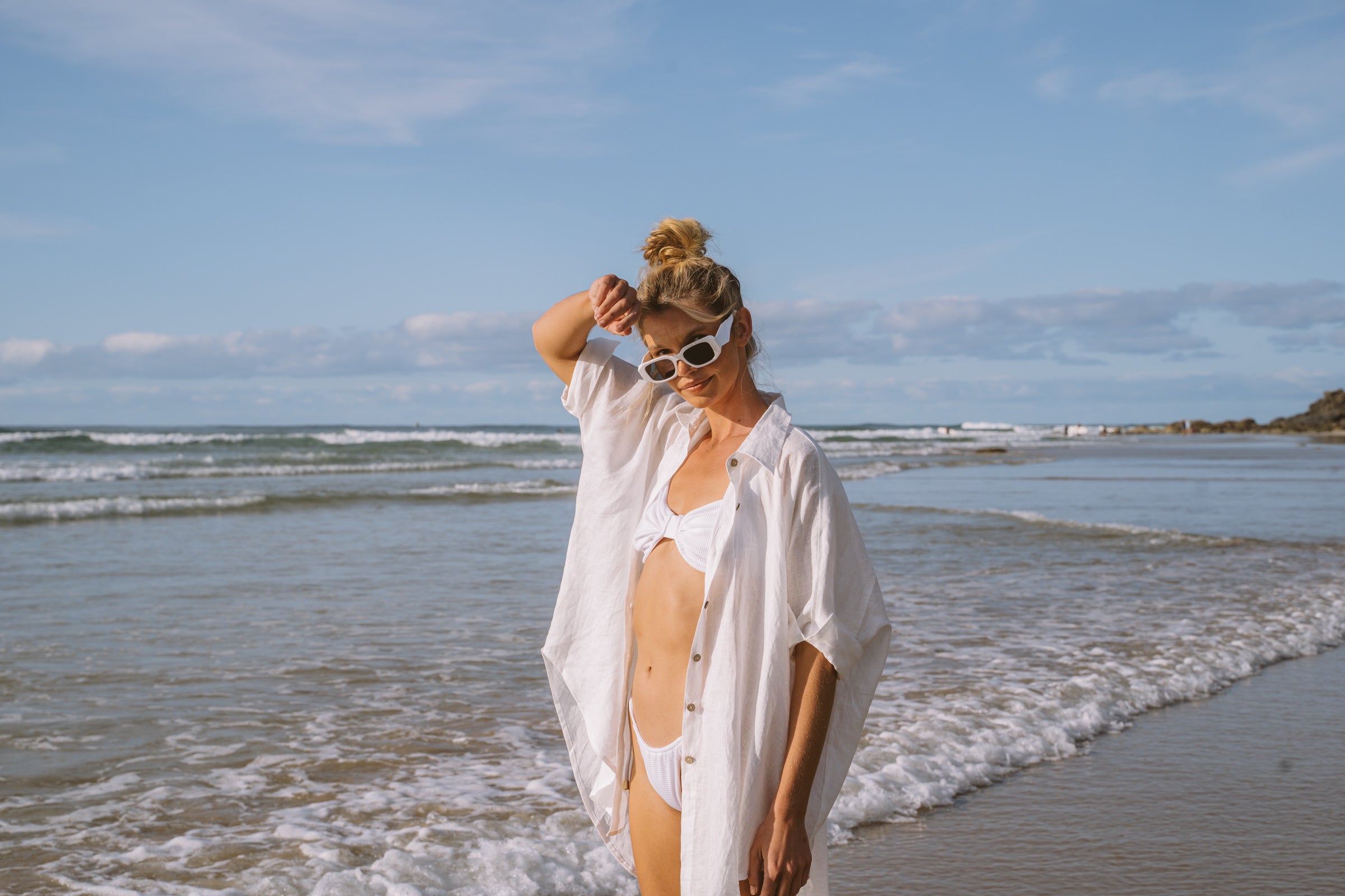 Solana Oversized Beach Shirt- Ivory