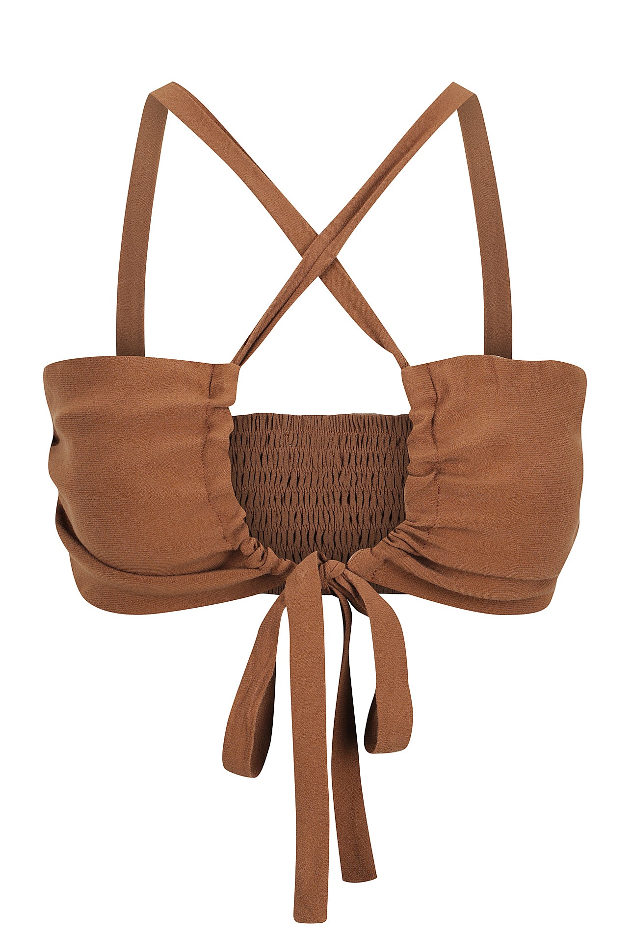 Solana Gathered Tie Top - Coconut Brown